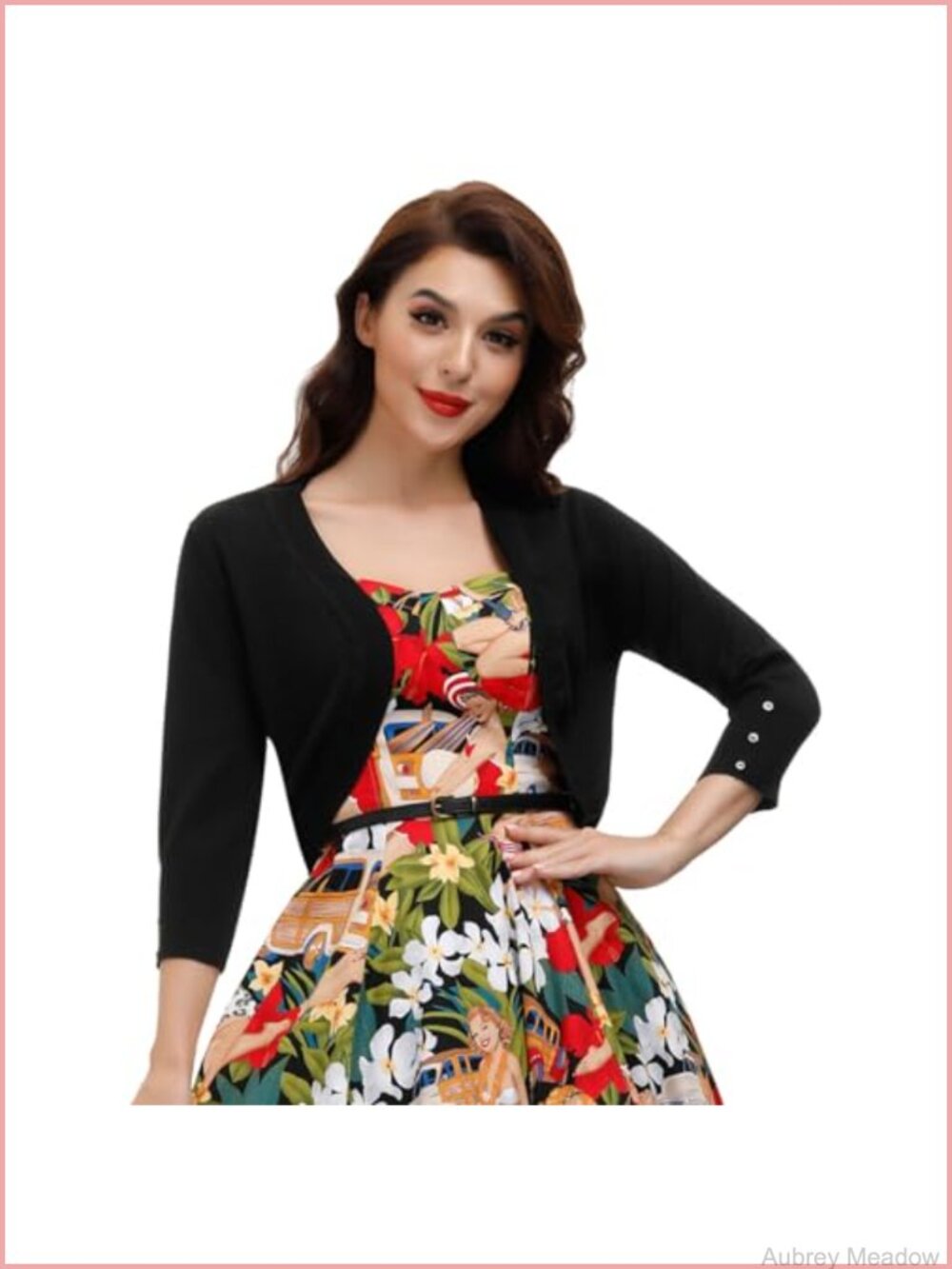 Belle Poque Bolero Shrug Cropped Cardigan 3/4 Sleeve Open Front Ribbed Knit